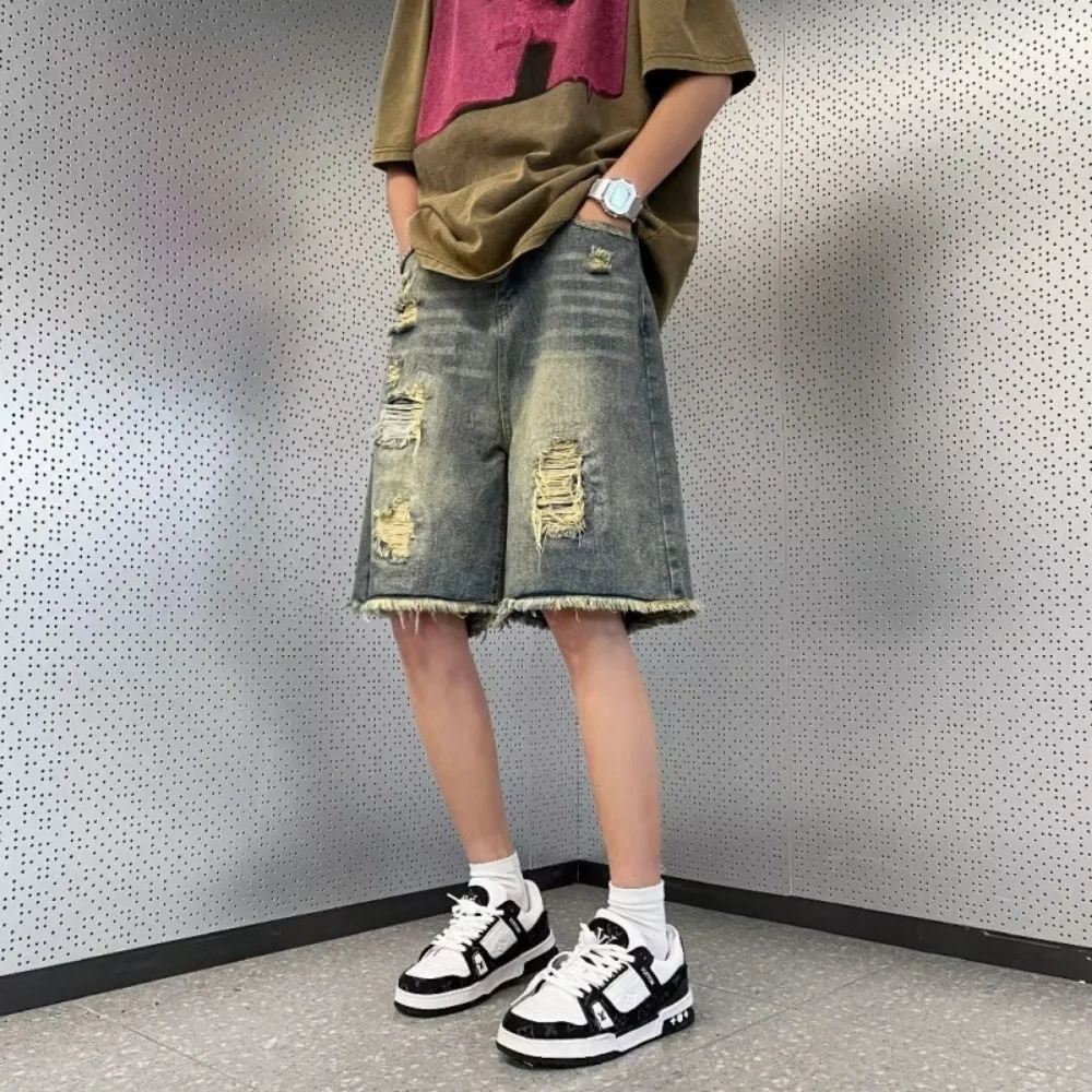 Джинсовые шорты Chaopai мужские в гонконгском стиле модные облегающие короткие