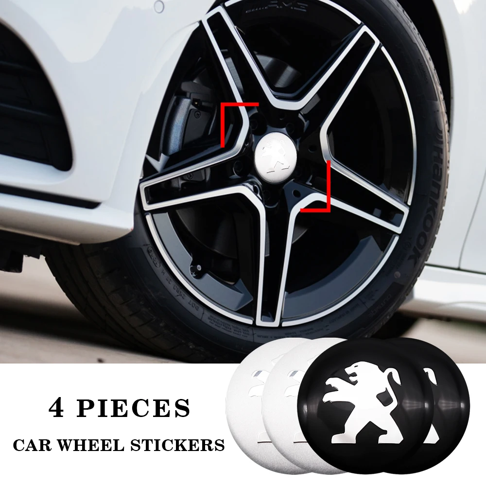 

4pcs 56mm Car Wheel Hub Center Sticker Auto Emblem Badge Sticker Car Styling For Peugeot 107 108 206 207 301 308 307 407 408 508