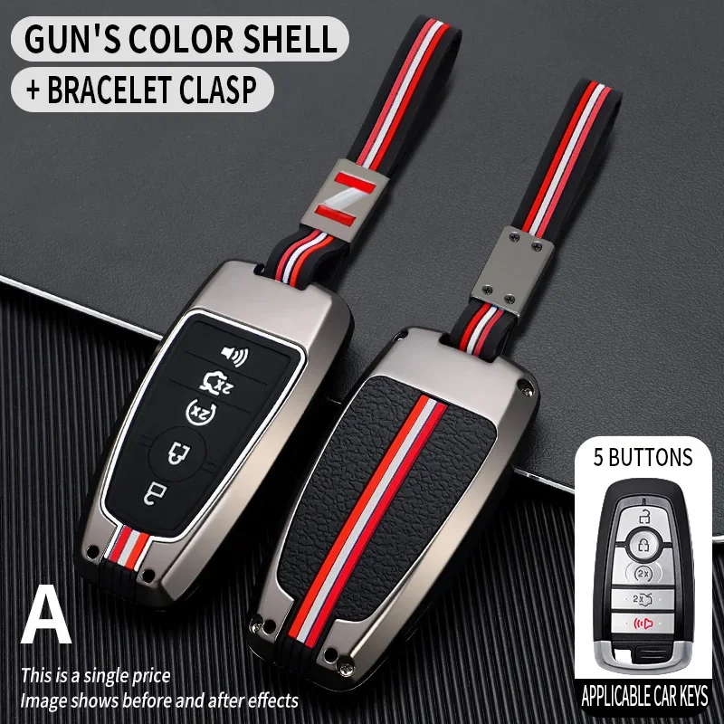 

2/3/4/5BT Metal Car Key Cover Fob Case Shell for Ford Edge Fusion Mustang Explorer F150 F250 F350 Ecosport Mondeo Mustang Ranger