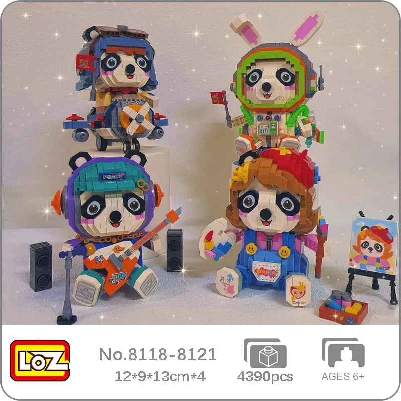 

LOZ Space Astronaut Painter Singer Pilot Panda Earth Guitar Plane Pet Animal Doll Mini Diamond Blocks Bricks Building Toy No Box