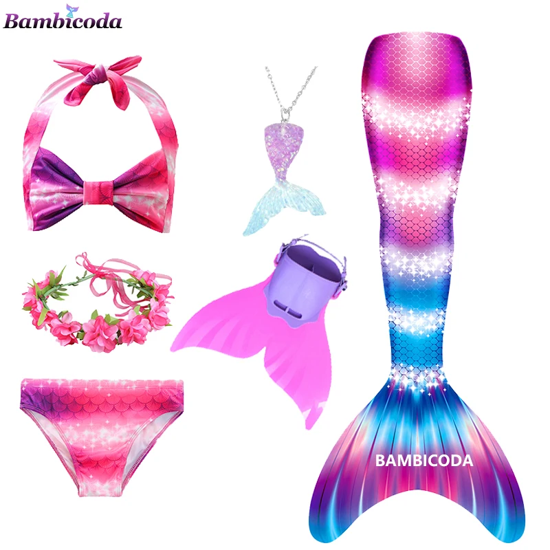 

Детский костюм Русалочки Ариэль, купальный костюм с хвостом и моноластами для девочек, костюм для Хэллоуина на лето