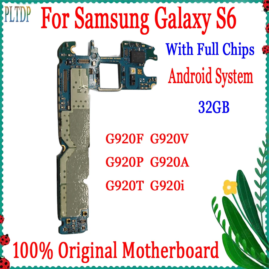 

100% Original Full Unlocked For Samsung Galaxy S6 G920F/G920V/G920i Motherboard 32GB Full Chips Tested logic board Good Working