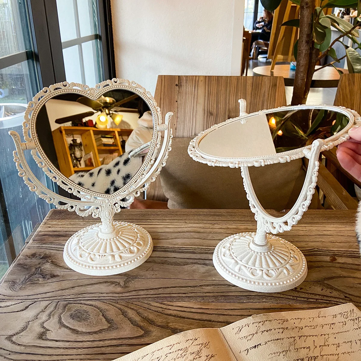 Зеркала для макияжа зеркало в форме сердца двухстороннее ручное косметическое