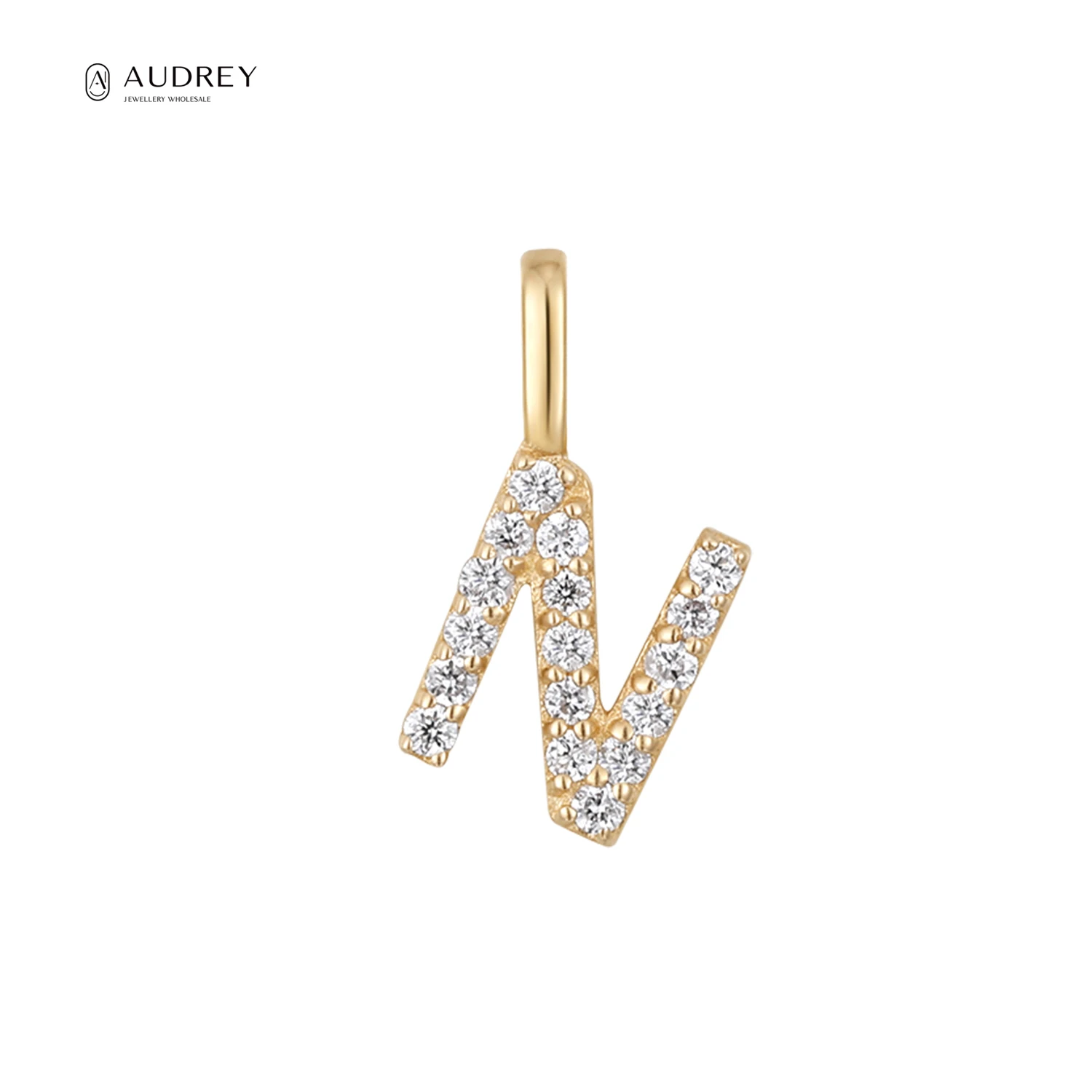

Audrey Fine Jewelry 26 Alphabet Charm Lab Grown Diamond Pendant Welded Jewelry 14K Solid Gold N Letter Pendant For Necklace