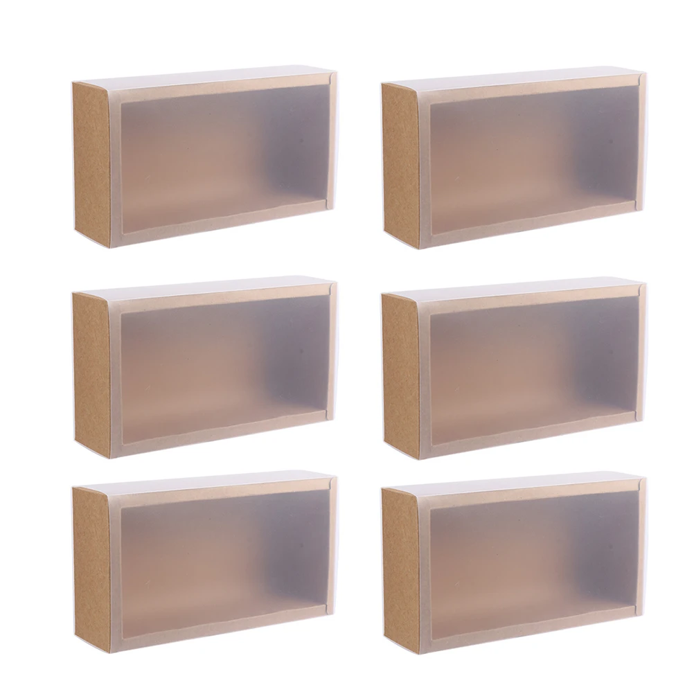 

6pcs/lot 18x12.2cm Kraft Paper Drawer Type Boxes Paper Gift Clear PVC Window Wedding Cookie Candy Chocolate Cake Packaging Boxes