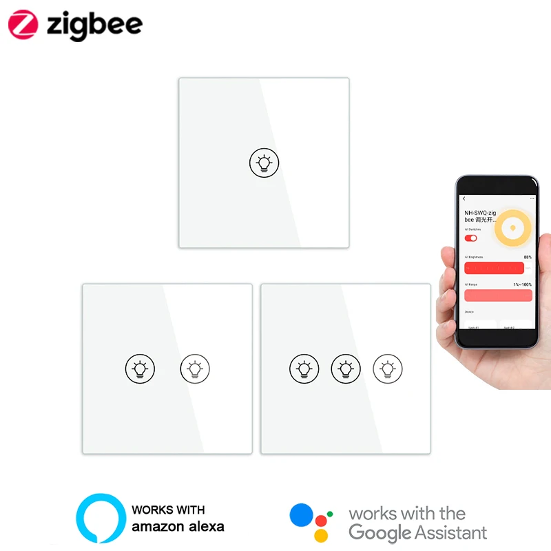 

Lonsonho Tuya Zigbee Smart Dimmer Switch EU UK US Turn On/Off Dim Lights Compatible Alexa Google Home Smartlife Automation