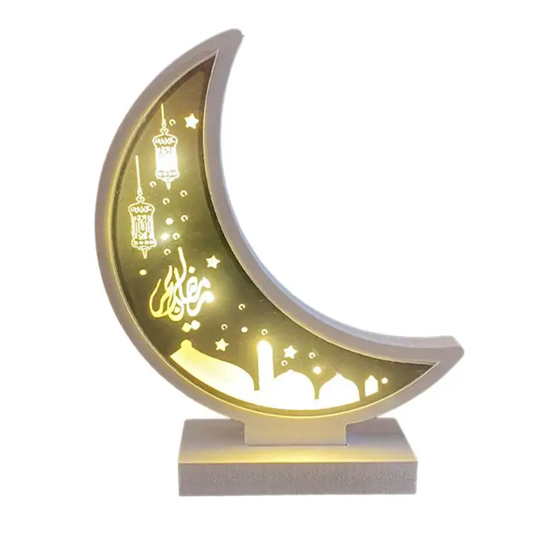 

Eid Crafts LED Light Ramadan Crescent Shape LED Lamp Table Decoration Islamic Mubarak Decors Tabletop Ornament Eid Lantern For