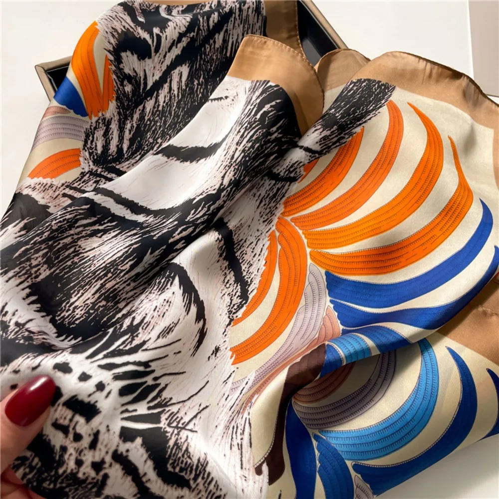 70X70 см шарф с рисунком тигра модный маленький квадратный женские тонкие