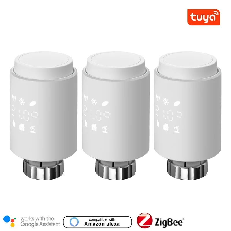 

ZigBee3.0 TRV Tuya Radiator Actuator Valve Smart Programmable Thermostat Temperature Heater Control Alexa google home voice