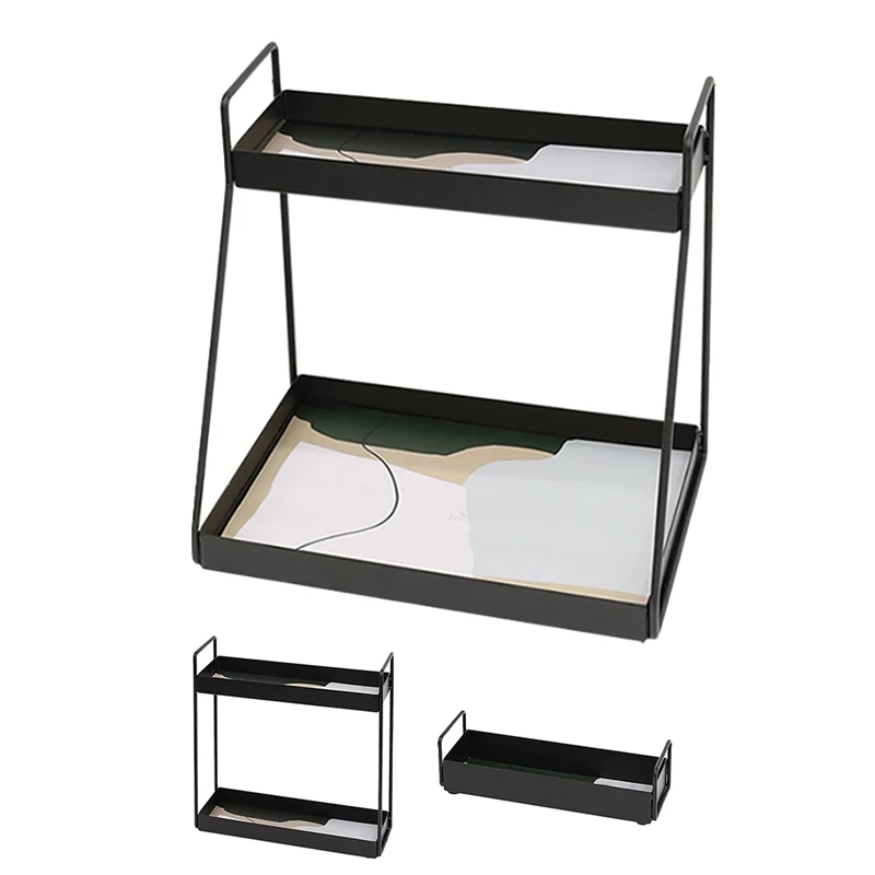 

Черный металлический стеллаж для хранения, 1 шт., 2-слойный держатель для полотенец в ванную комнату, столовая посуда, товары вечерние, украше...