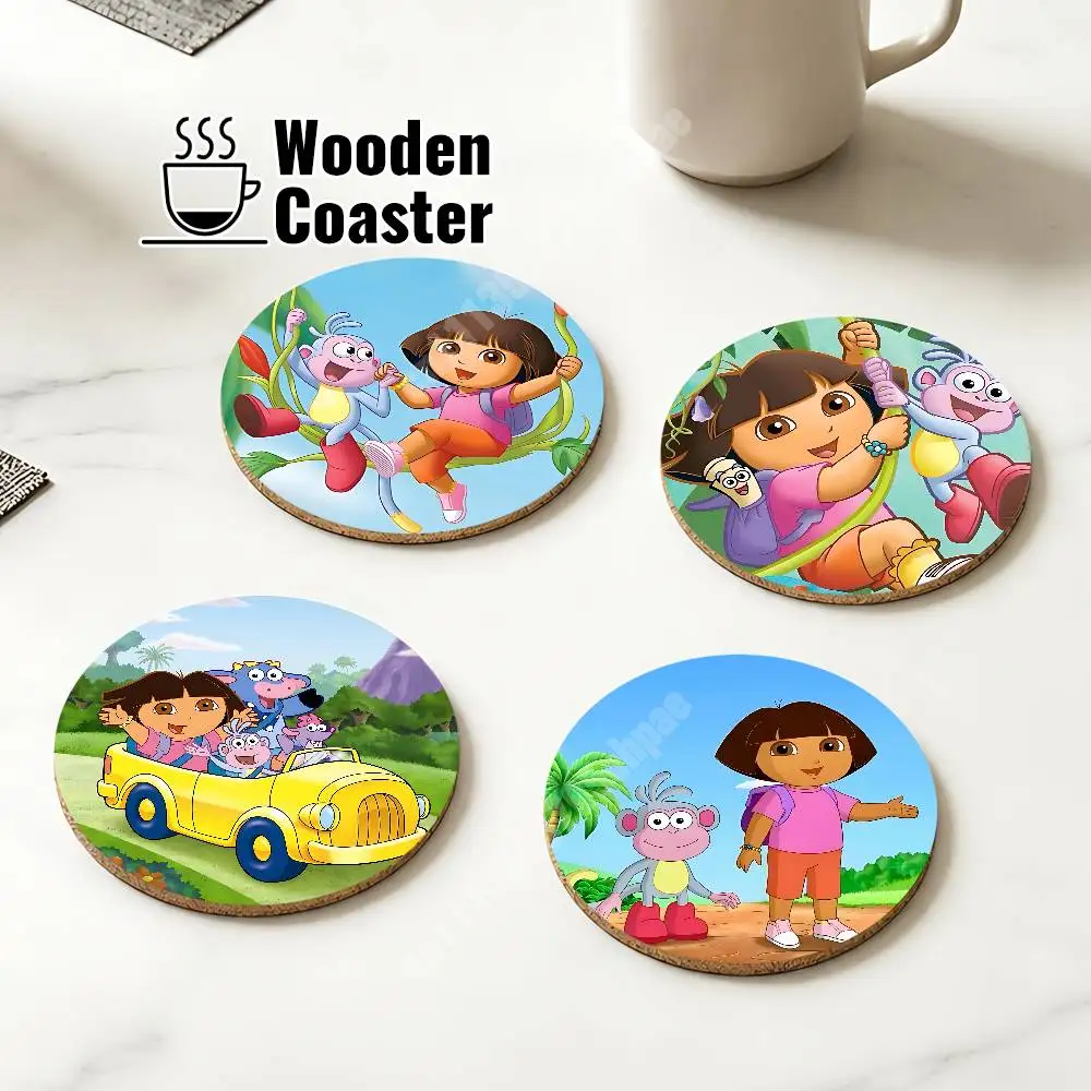 Фото Деревянная подставка для чашек Dora the Explorer (Дора и Эксплореры) с мультяшным рисунком, для капучино, водки, сока, воды, для цветочного магазина №1