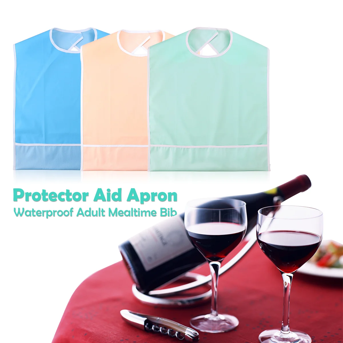 

Bib Adult Mealtime Bibs Protector Waterproof Apron Eating Clothing Aid Set Adults Cloth Feeding The Elderly Patient Food