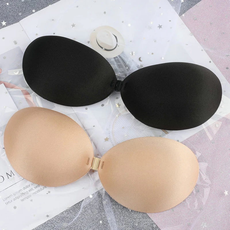 

Sexy Self Adhesive Invisible Bra Buckle No Shoulder Strap Silicone Chest Stickers Women Gathering Push Up Bra for Night Dress