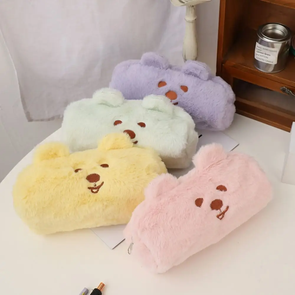 

Cartoon Bear Large Capacity Soft Cloth Gift Stationery Storage Bags Pen Bag Pencil Case Cosmetic Bag