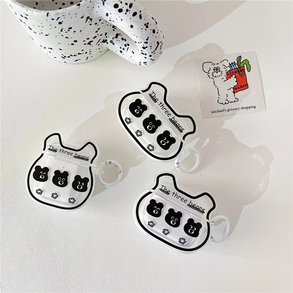 

Мультяшные чехлы для наушников Airpods Pro 3 21 защитный чехол три маленькие медведя с брелоком для наушников Apple Airpod зарядная коробка