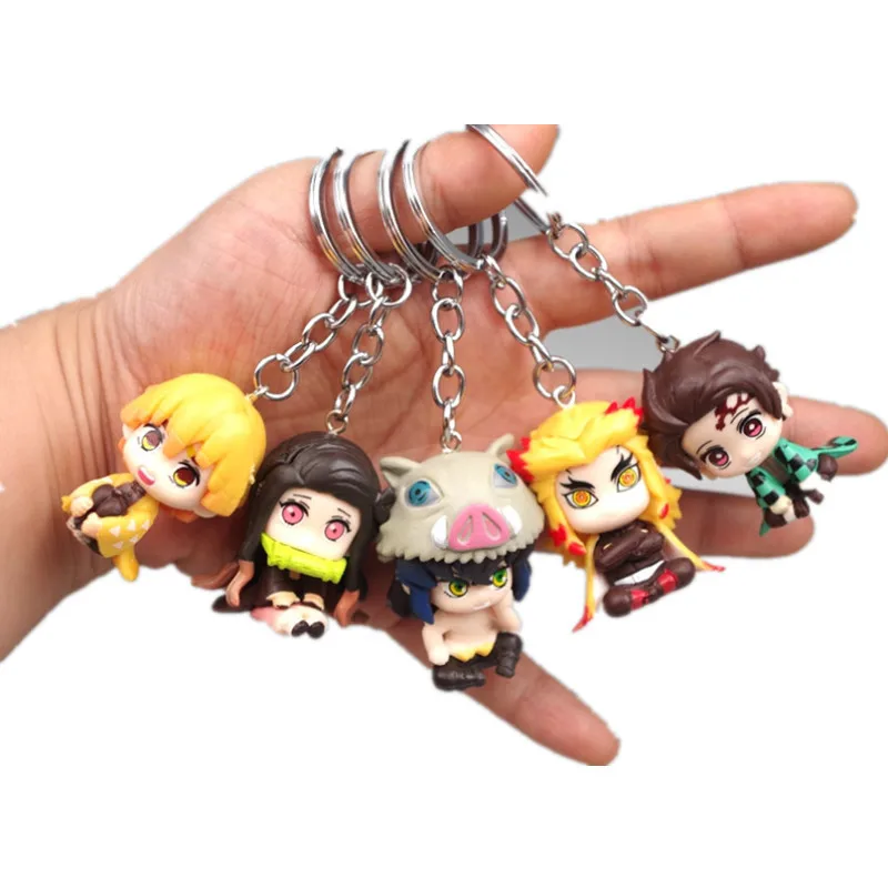 

Брелки подвесные из ПВХ с мультяшным аниме «рассекающий демонов», подвесные игрушки, 5 шт./компл.