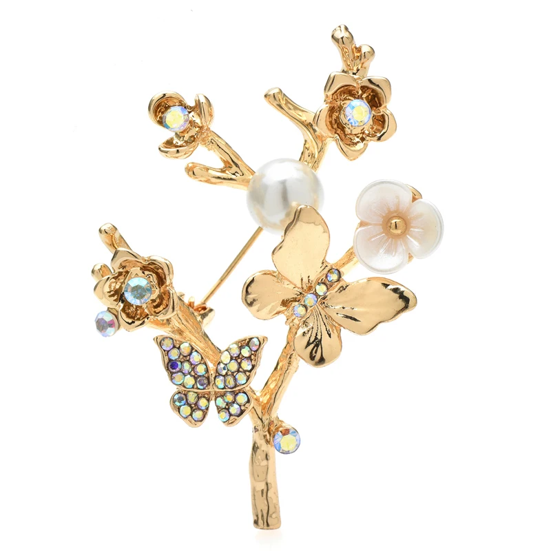 

Wuli&baby Butterfly And Flowers Brooches For Women Unisex 2-color Insects And Plants Casual Party Brooch Pins Gifts