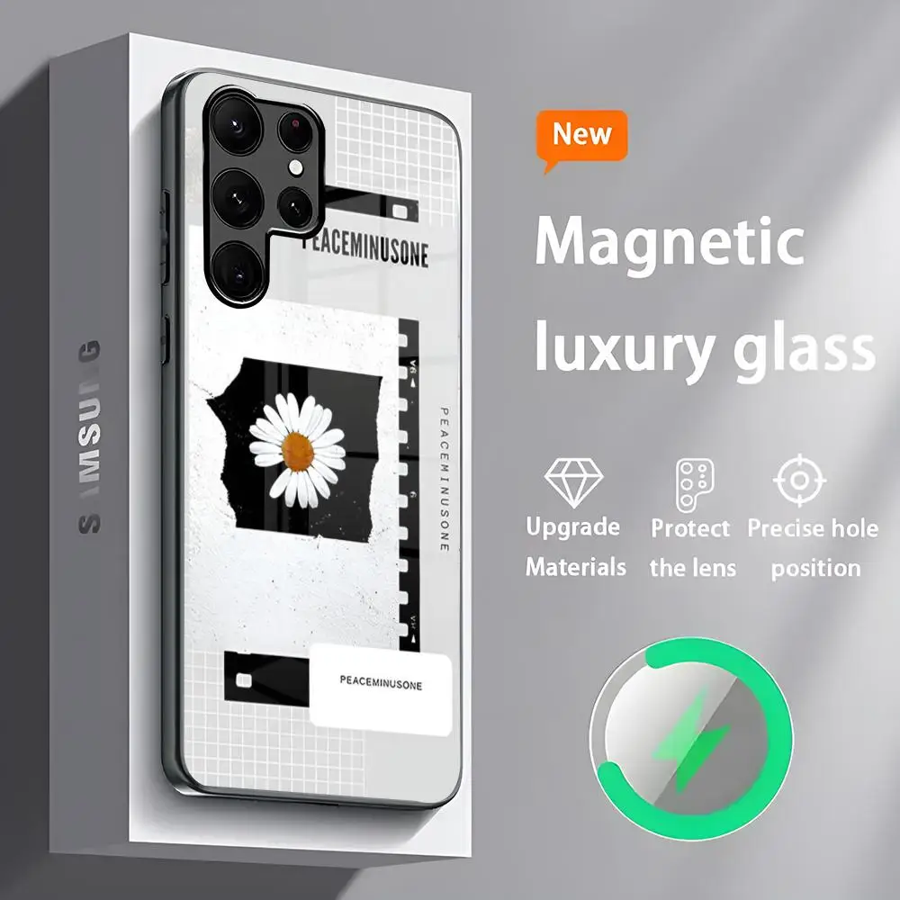 Модный чехол для телефона P-Peaceminusone Samsung S 25 S24 S23 S22 S21 S20 Plus Ultra Note20 стеклянный