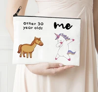 30 year olds makeup bag cool horse printed canvas storage bag funny cosmetic bags for mom gift animal prints zipper purses