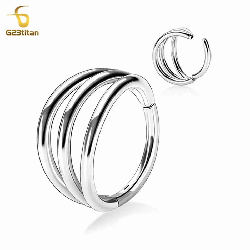 

16G Hinged Septum Clicker Nose Hoop Hypoallergenic Titanium Piercing Ear Tragus Daith Helix Ring Cartilage Earring Body Jewelry