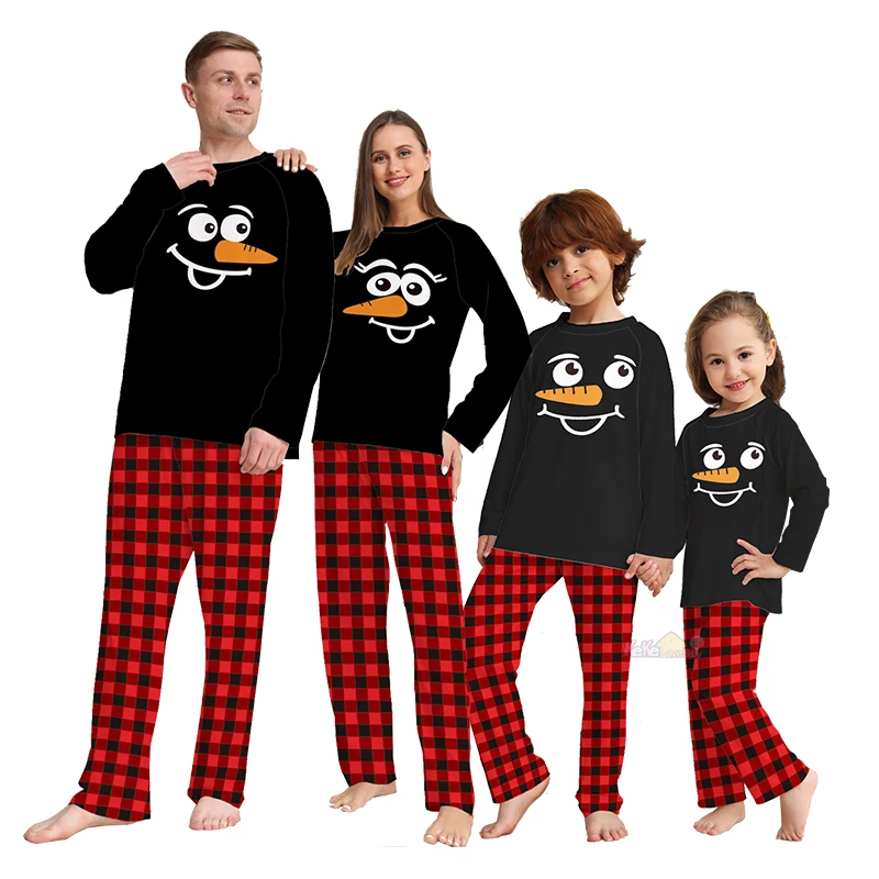 

2022 Christmas Father Mother Kids Family Matching Pajamas Outfits Tops+Pants Plaid Mommy Daughter Dad Son Xmas Pyjamas Clothes