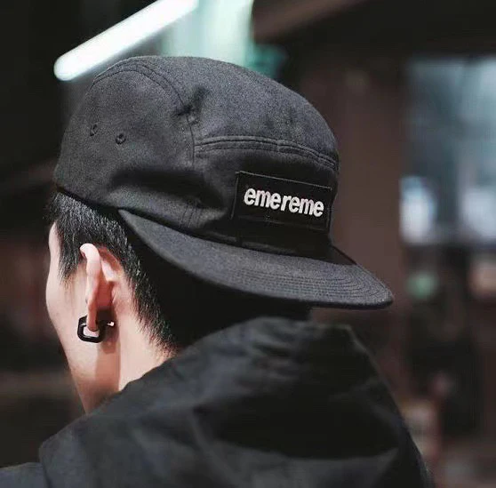 

19SS Military Black Red Cotton Hat Black Camp Cap 55-60cm