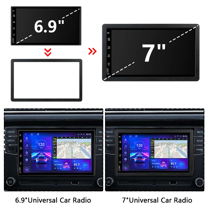 Srnubi 6.9" / 7″ 2 Din Android 11 Car Radio Multimedia Video Player Navigation GPS For Toyota Honda VW Nissan Wifi Bluetooth 4G images - 6