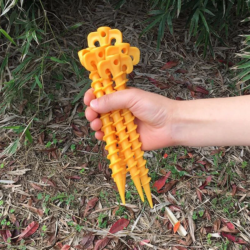 

10Pcs Strong Screw Spiral Tent Peg Stakes Nail 20cm Screw Type Claw Plastic Nails Camping And Mountaineering Canopy Tent Site