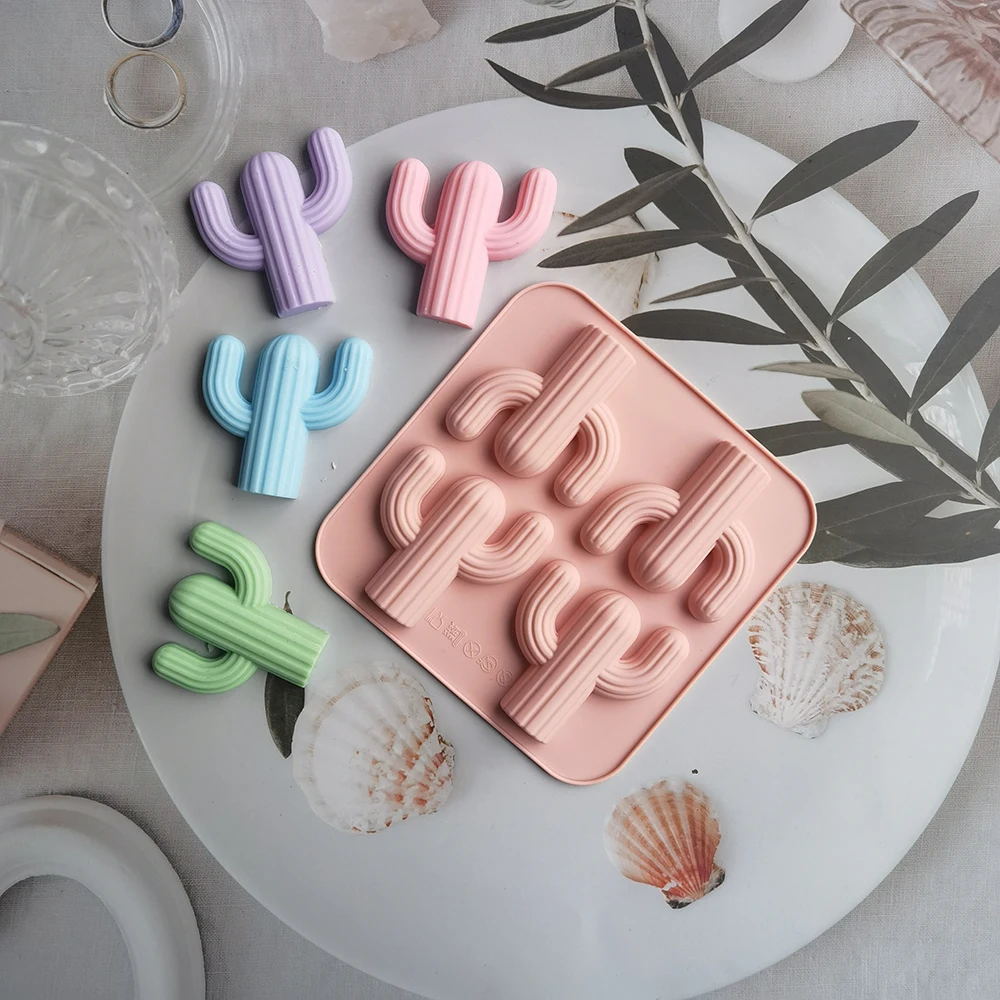 

4-Cavity Cactus Ice Cube Tray Cacti Silicone Mold Chocolate Candy Cookie Fondant Jello Gummy Mould Baking Candle Cake Decoration