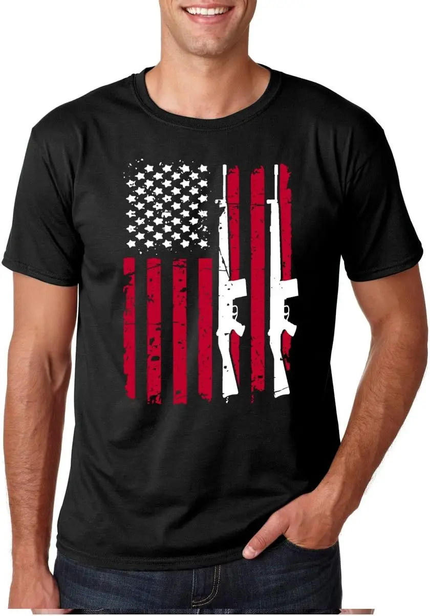 Футболки Crazy Bros потертый американский флаг с пистолетом США патриотическая