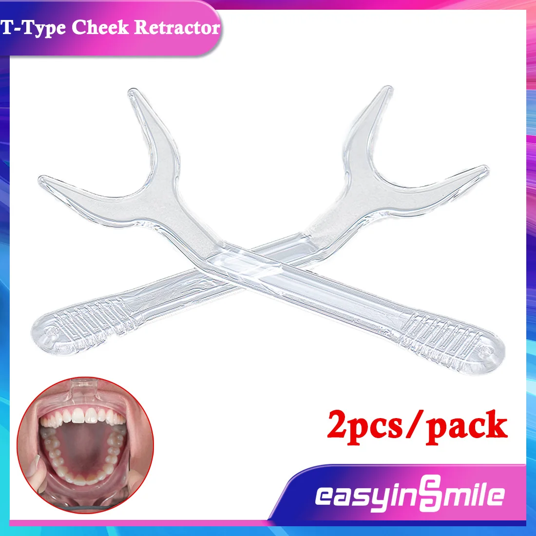 

Easyinsmile 2Pcs Dental Orthodontic Mouth Opener Clear Intraoral Photography T-shape Cheek Lip Retractors Autoclavable