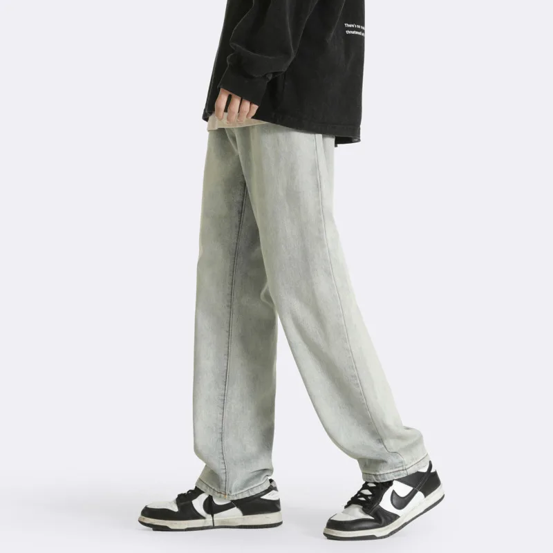 Blue Black Baggy Jeans Men Fashion Retro Casual Straight Jeans Men Japanese Streetwear Hip-hop Loose Denim Pants Mens Trousers