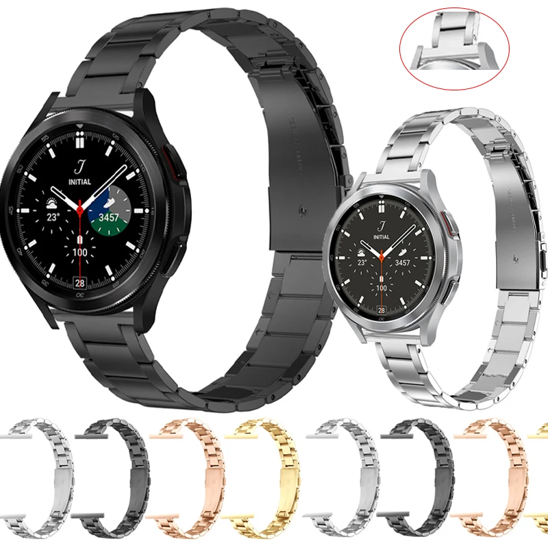 

Ремешок из нержавеющей стали для Samsung Galaxy Watch 4 40 мм 44 мм, тонкий браслет для Galaxy Watch 4 Classic 46 мм 42 мм, 20 мм 22 мм