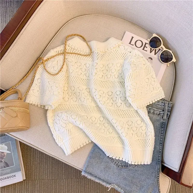 Женская футболка с вырезом поло во французском стиле летняя дизайнерская 2024