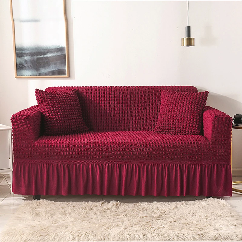 

Plaid Seersucker Sofa Cover For Living Room Stretch Sofa Slipcover For Home Armchair Cover 3Seat Corner Sofa Couch Cover