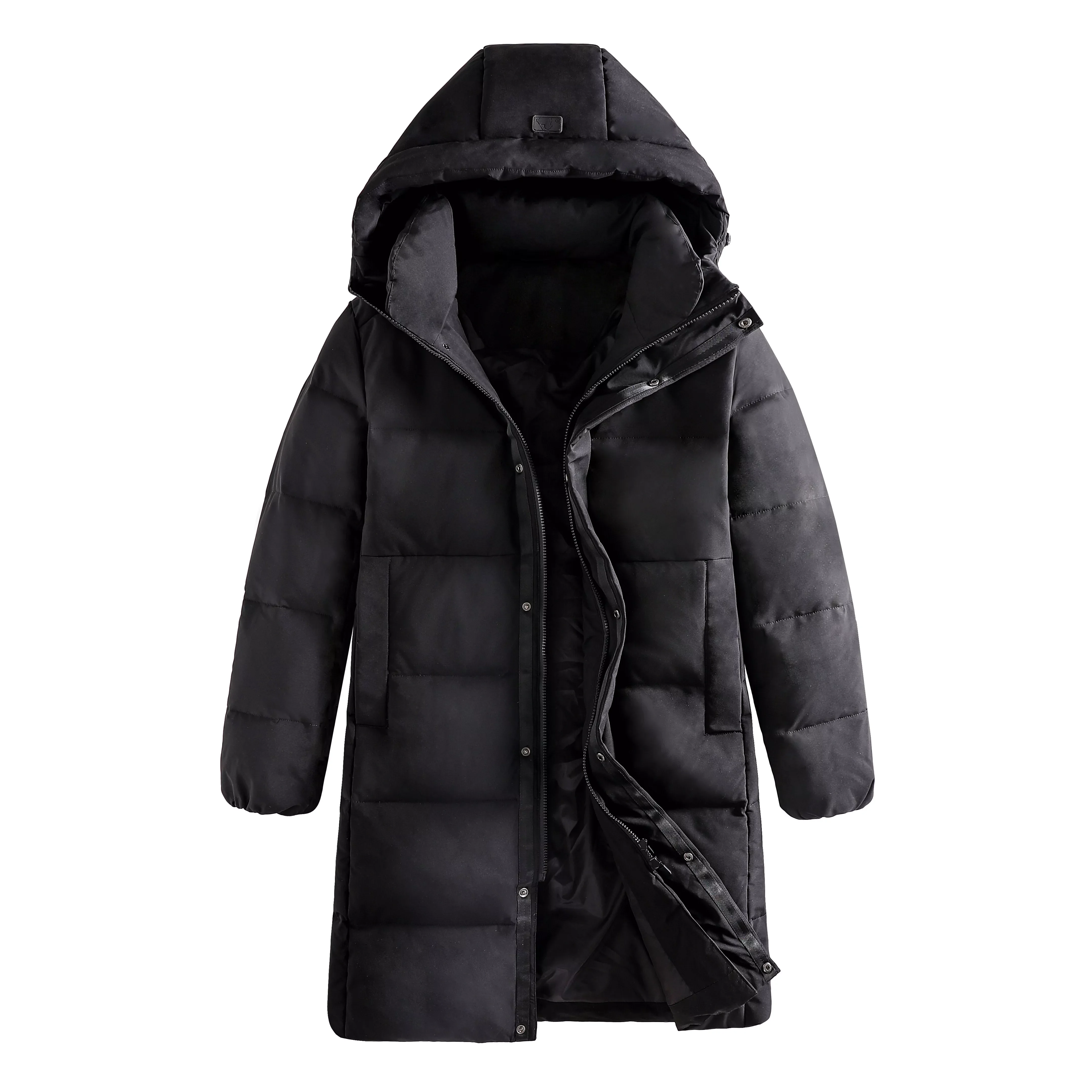 2022New Winter New Men's Long 90% White Duck Down Jacket Fashion Casual Thick and Warm Hooded Couple Coat Brand Beige Black