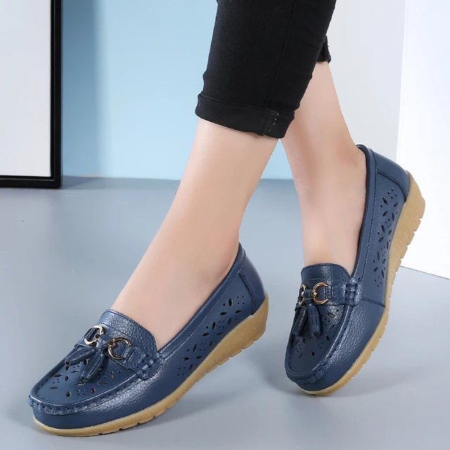 Women Flats Shoes Cut Out Leather 