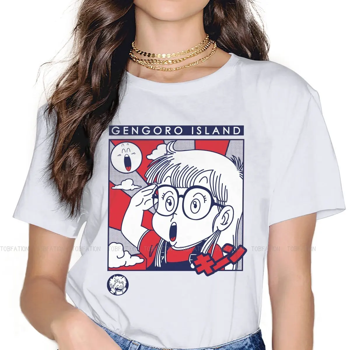 

Penguin Village Arale Women TShirt Dr Slump Crewneck Girls Tops 5XL Lady T Shirt Humor Cute Gift