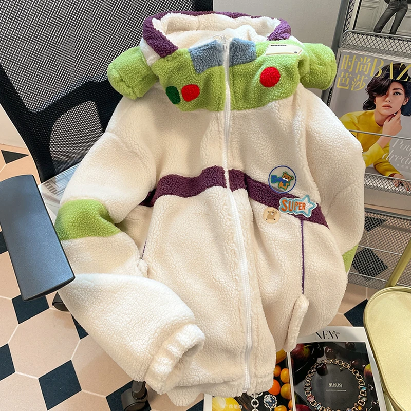 

Women Parkas Cashmere Winter Warm Down Jacket Zip Up Hoodies Cardigan Long Sleeve Y2k Tops Casual Harajuku Kawaii Coat Clothes