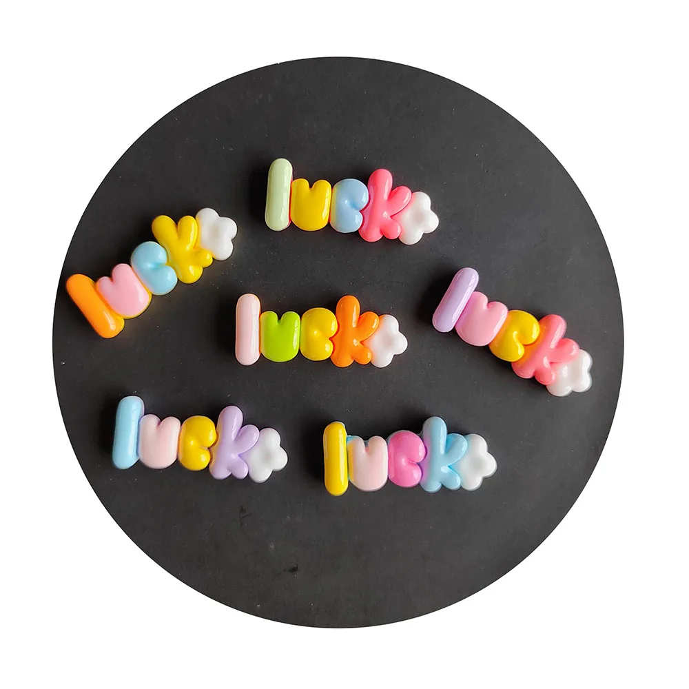

Kawaii Flatback Resin Sweet Lucky Letter Cabochon DIY Baby Hair Bow Jewelry Phone Decoration Scrapbooking
