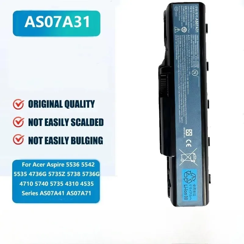 Новейшая батарея AS07A31 11.4V 47.5Wh 4400mAh для ноутбуков Acer 5536, 5542, 5535, 4736G, 5735Z, 5738, 5736G, 4710, 5740. Высококачественная аккумуляторная батарея для ноутбука. (art.: 3920dc9681b14) - 3920dc9681b14
