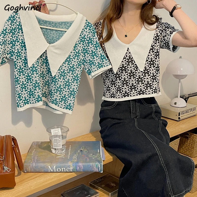 

T-shirts Woman New Arrival Floral Printed Elegant Casual Office Ladies Slim Thin All-match Ins Korean Style Sweet Daily Leisure