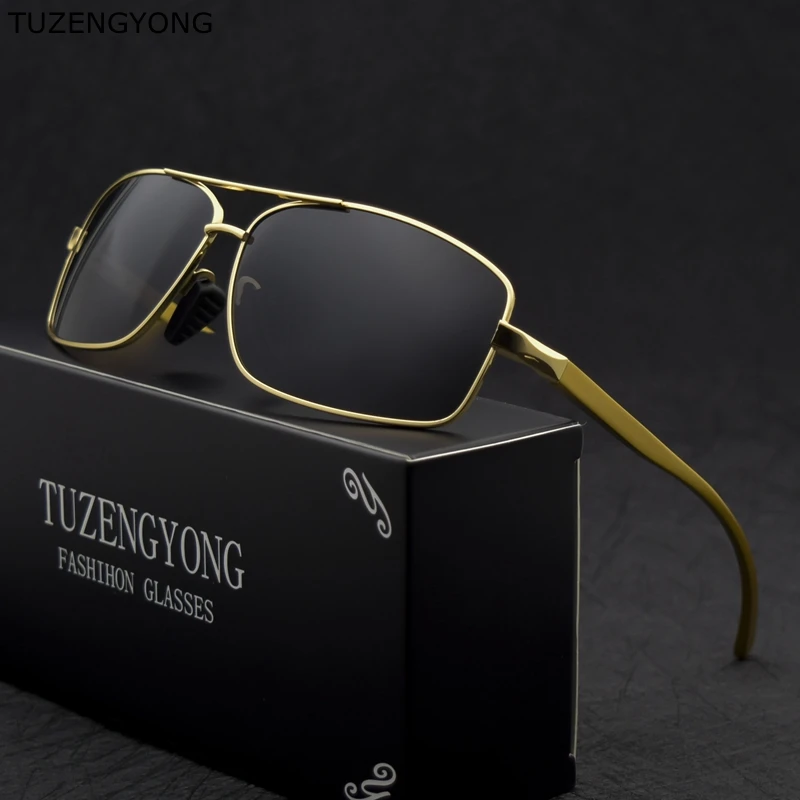 

Мужские солнцезащитные очки TUZENGYONG, в алюминиевой оправе, брендовые поляризационные очки для мужчин, 2019