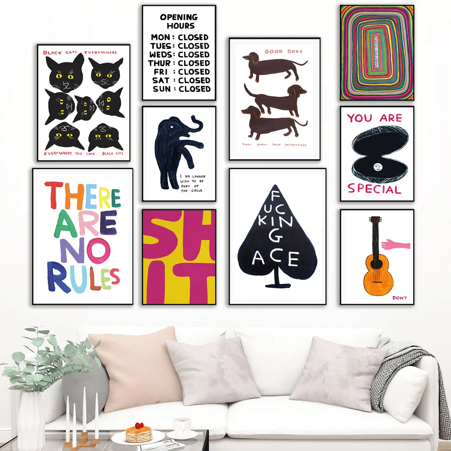 Абстрактный постер Давида шригли Такса кошка слон пики цирк настенная Картина на