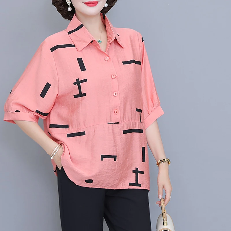 Женская рубашка средней длины с принтом