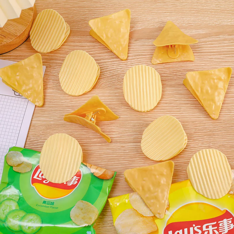 

1PC Cute Yellow Potato Chip Clip Storage Clip Stationery School Supplies
