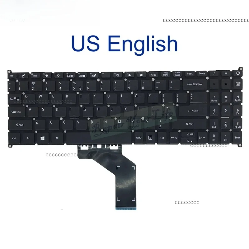 Фото Клавиатура US/UA/Китайская/Испанская для Acer Aspire A315-53 54G, A315-22 A315-23 23G A315-34, Aspire 5 A515-52 52G 53, A515-54 54G №3