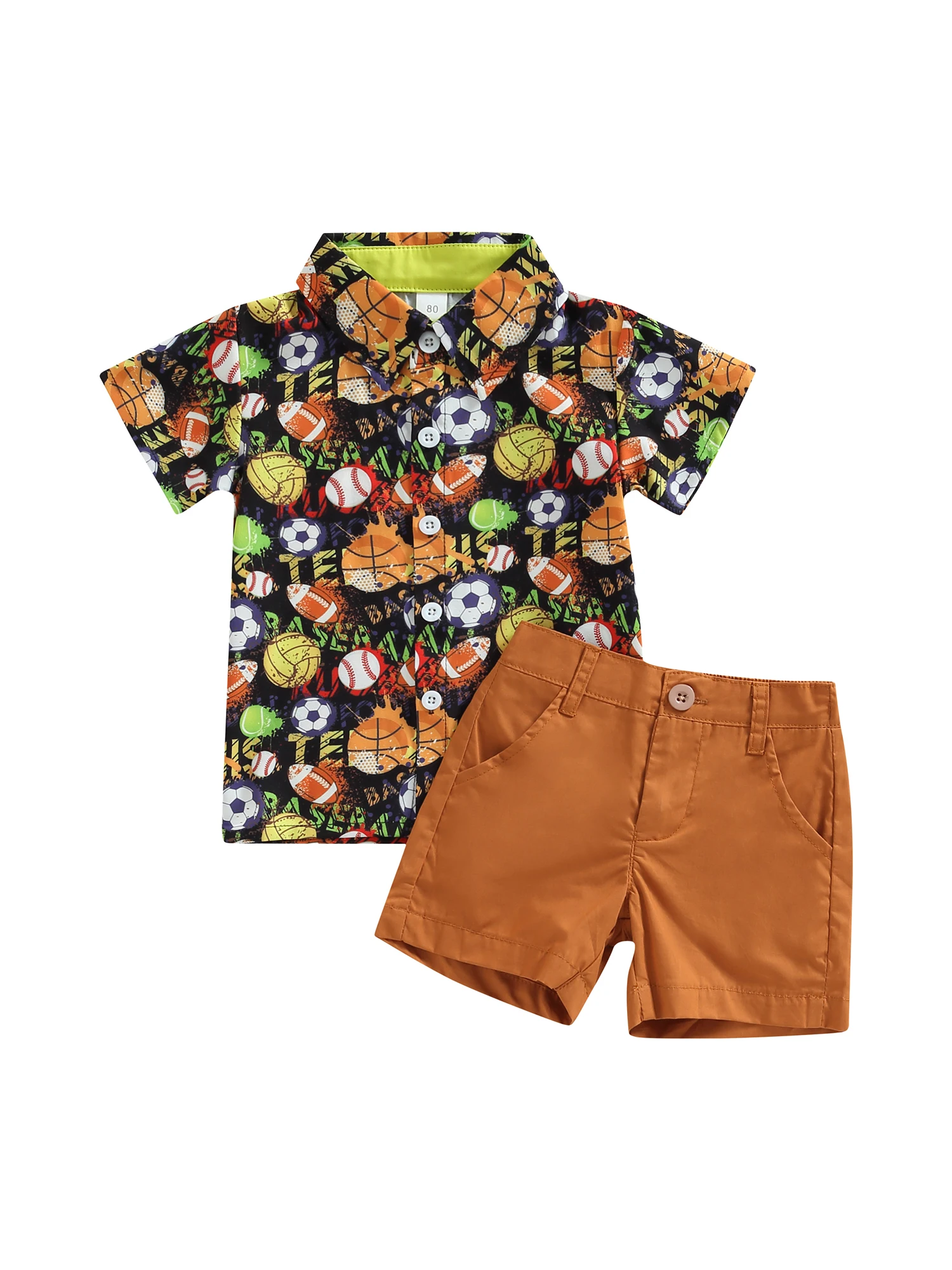 

Комплект из рубашки и шортов с принтом для мальчиков