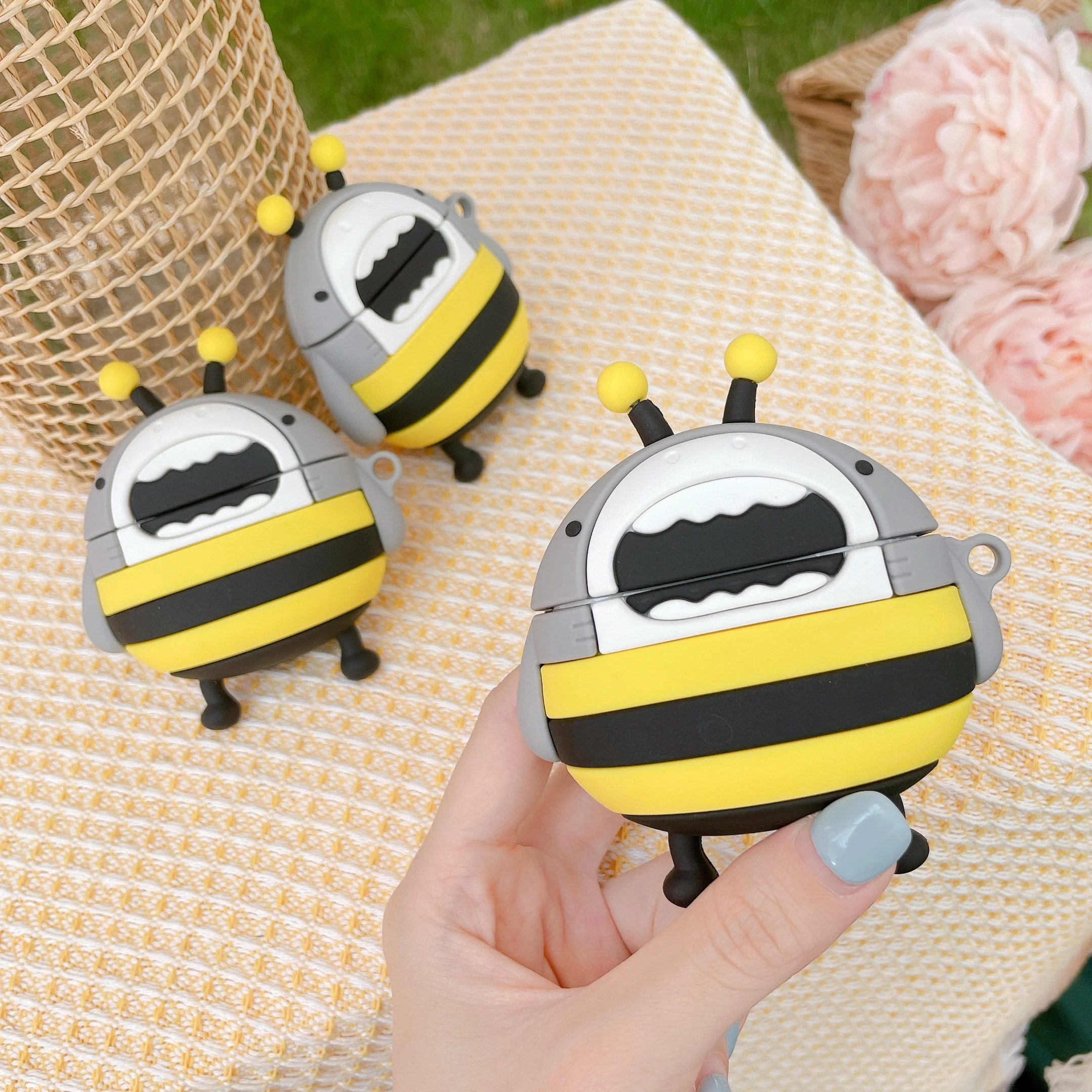 

Чехол для наушников AirPods Pro 3D, милый мультяшный силиконовый чехол для наушников с Пчелкой, акулой для AirPods 1, 2, 3-й гарнитуры, защитный чехол