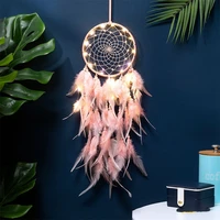 dream catcher pendant girls bedroom pendant creative weaving feather wind chime home room diy decor crafts with lights